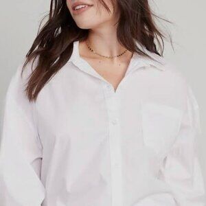 Old Navy Oversized Button-Down Boyfriend Shirt XXL White Casual Office Coverup